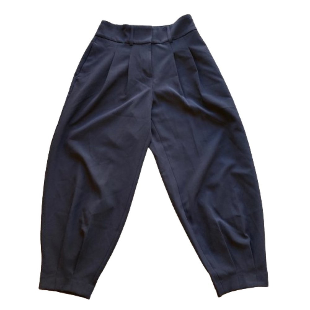 Express High Rise Ankle Pleated Pants Navy Blue Size 4 Short